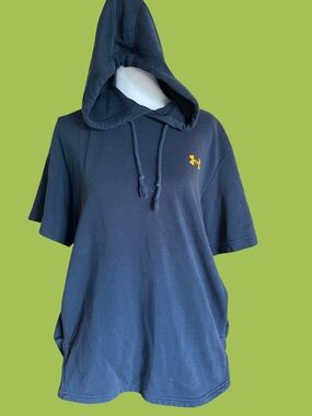 Under Armour Navy Short Sleeve Pullover Hoodie with White Logo